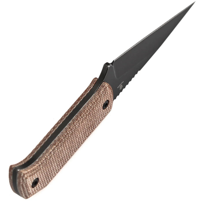 Tenable G020A2 ToothPik (14C28N, Modified Kiridashi, Blackwash, Brown Micarta) Fixed Blade Knife
