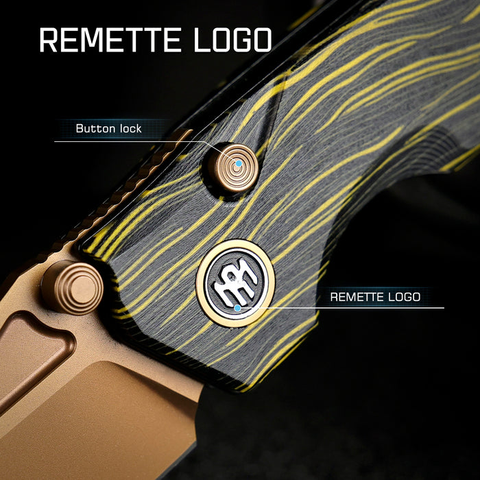 REMETTE RNGC9 RT-Rhino (14C28N, Copper TiNi, Drop Point, G10, Yellow/Black) Folding Knife