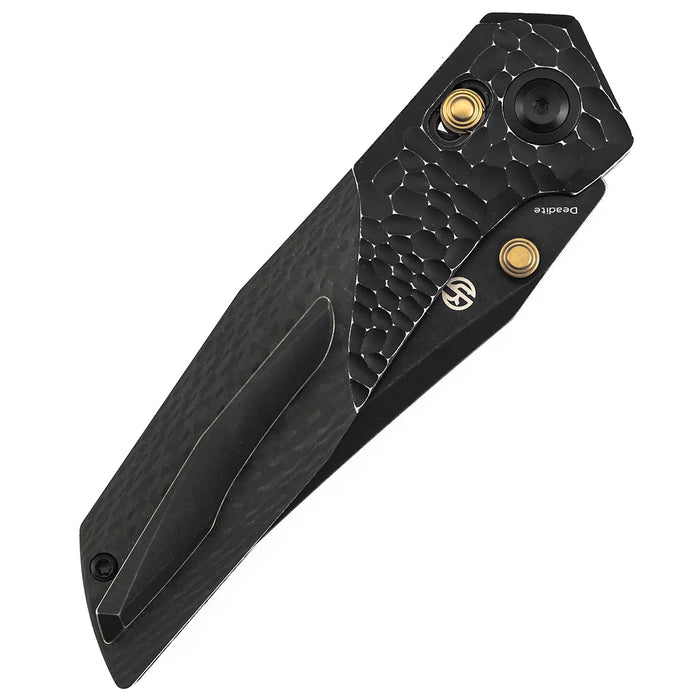 Kansept T1081V4 Deadite (154CM, Clip Point, Blackwash, Blackwash Aluminum/Twill Carbon Fiber) Pocket Knife