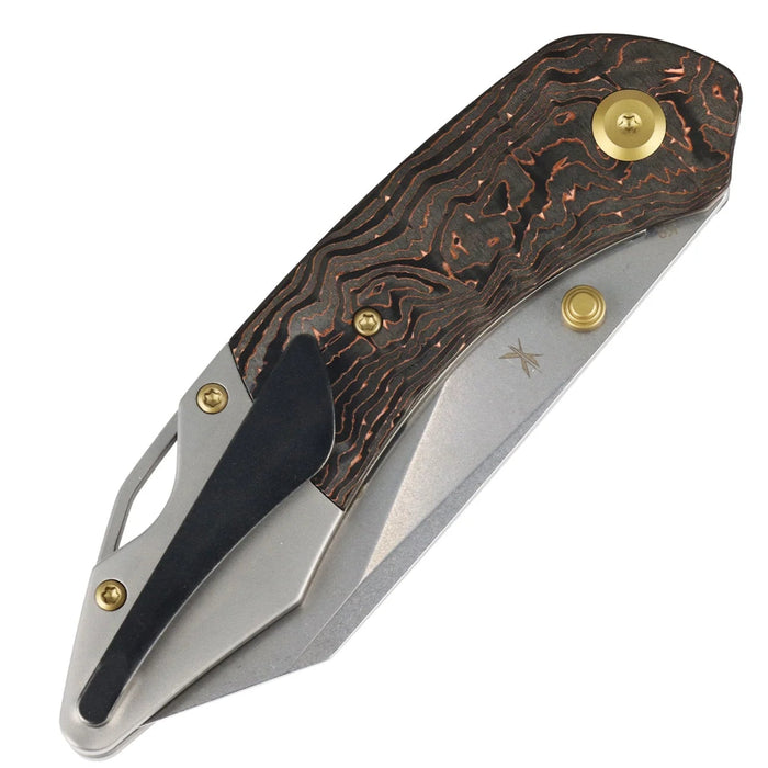 Kansept K1151A2 K9 (CPM S35VN, Stonewashed, Modified Wharncliffe, Copper Carbon Fiber & Plain Titanium) Folding Knife