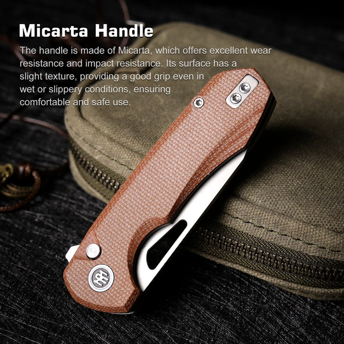 Remette RTCMLF RT-Camel (14C28N, Sheepsfoot, Ceramic Sandblasted, Micarta, Button Liner Lock) Folding Pocket Knife