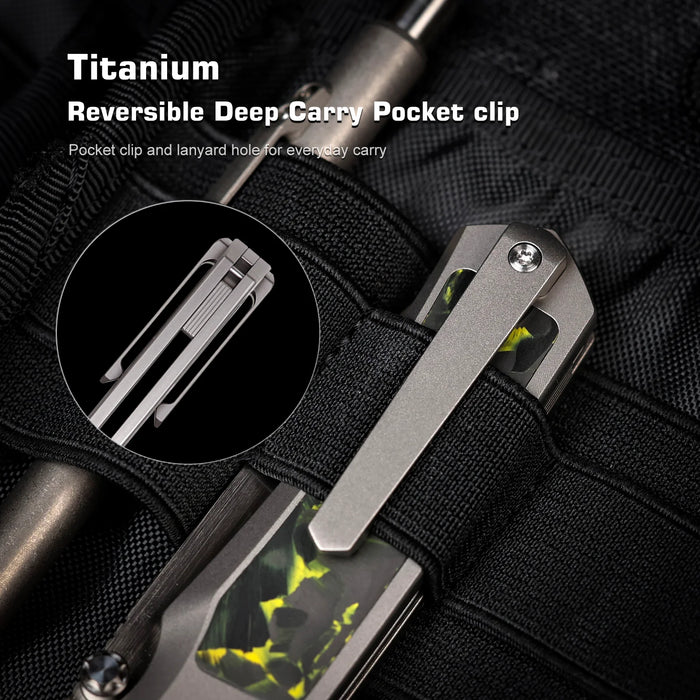 REMETTE AURA-Y RT-Aurora (M390, Drop Point, Pearlescent, Titanium/Carbon Fiber) Pocket Knife