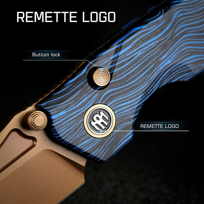 REMETTE RNGC7 RT-Rhino (14C28N, Copper TiNi, Drop Point, G10, Blue/Black) Folding Knife