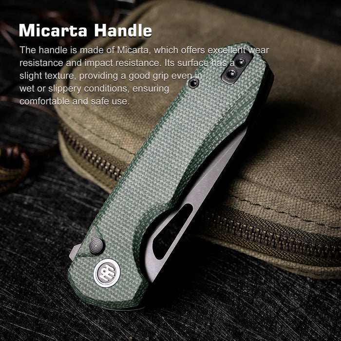 Remette RTCMLE RT-Camel (14C28N, Sheepsfoot, Titanium Plated Stonewashed, Micarta, Button Liner Lock) Folding Pocket Knife