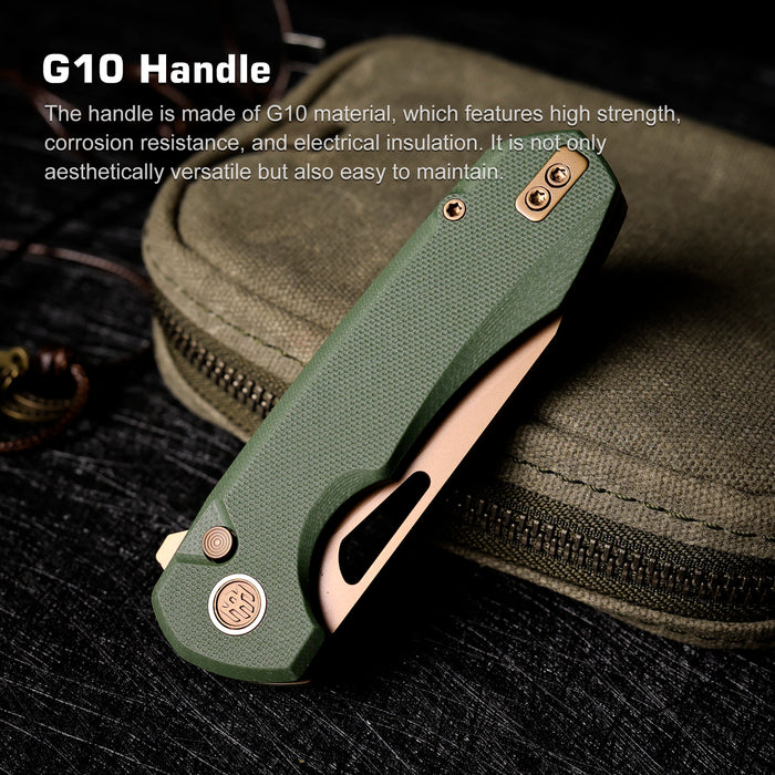 Remette RTCMLD RT-Camel (14C28N, Sheepsfoot, Titanium Plated, G10, Button Liner Lock) Folding Pocket Knife
