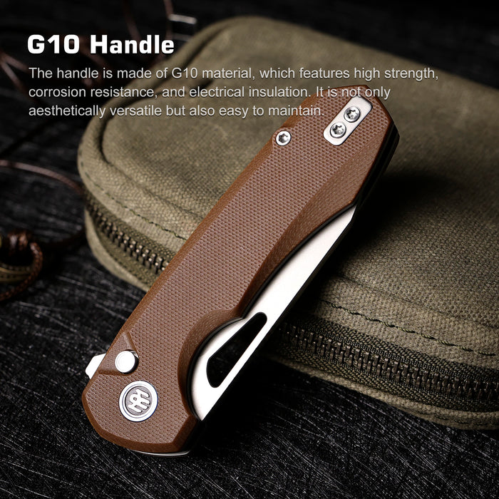 Remette RTCMLC RT-Camel (14C28N, Sheepsfoot, Ceramic Sandblasted, G10, Button Liner Lock) Folding Pocket Knife