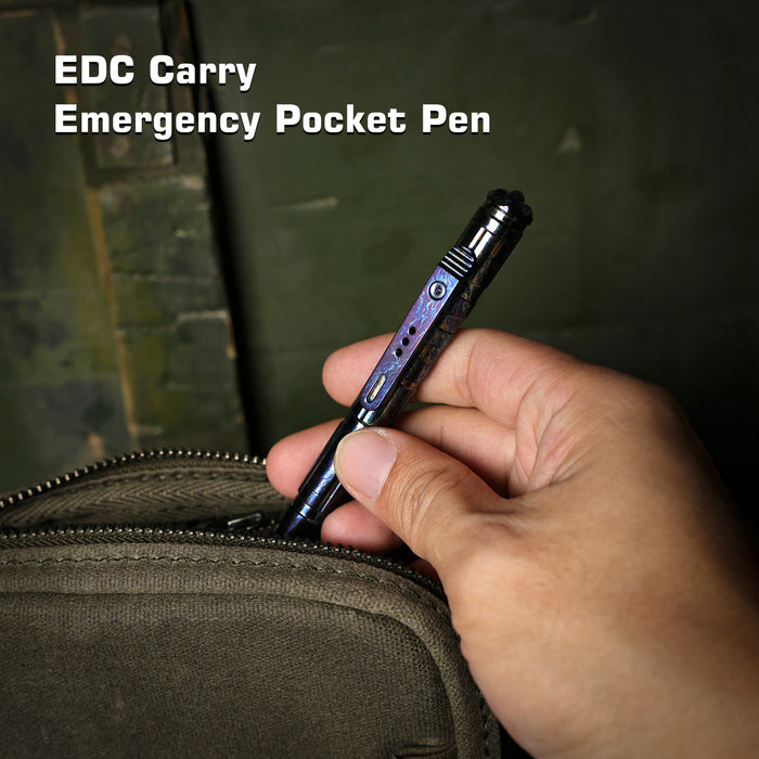 REMETTE RT-TP1L Tactical Slide Click Pen (Titanium, Entropic Anodized, Glassbreaker) Tactical Pen