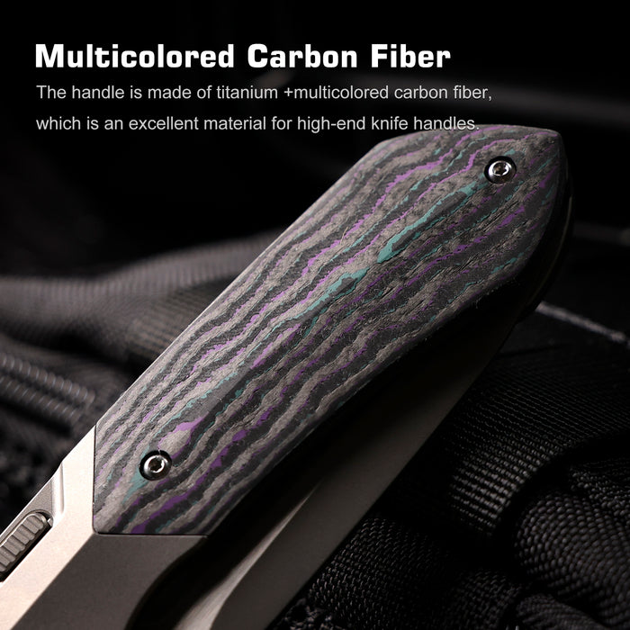 Remette RTPT-JAC RT-Meteor (M390, Drop Point, Pearlescent, Titanium & Carbon Fiber, Button Liner Lock) Folding Pocket Knife