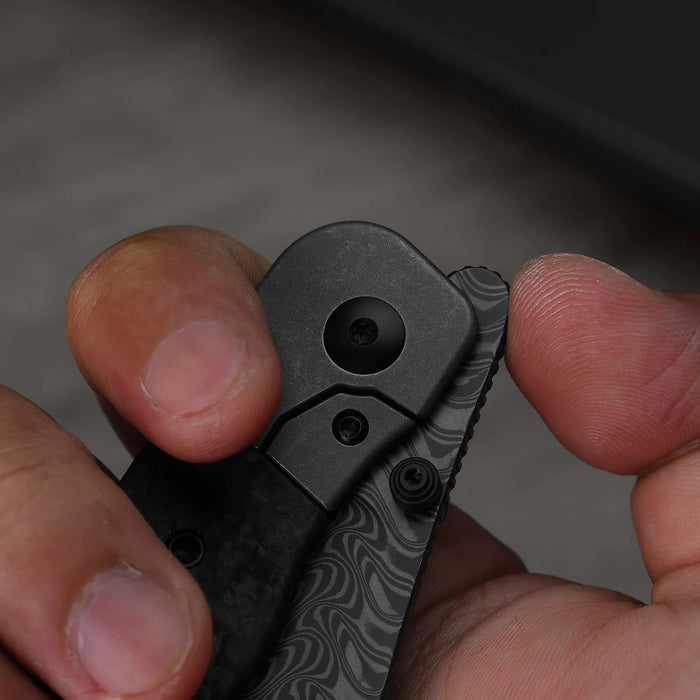 Kizer Ki3685A1 Coywolf (Damascus, Acid-Washed, Drop Point, Titanium/Carbon Fiber) Pocket Knife