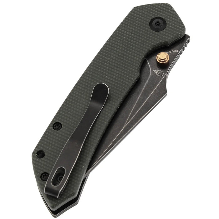 Tenable B1034H4 Fenrir (Nitro-V, Harpoon, Blackwashed, Green Micarta) Folding Knife