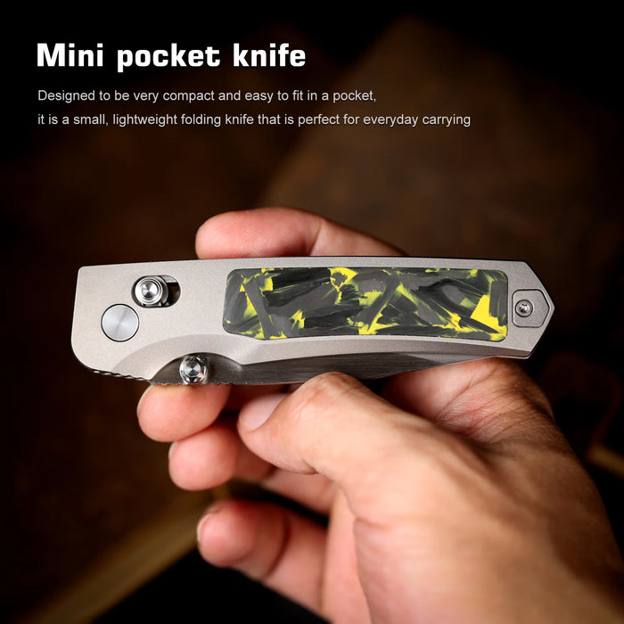 REMETTE AURA-Y RT-Aurora (M390, Drop Point, Pearlescent, Titanium/Carbon Fiber) Pocket Knife