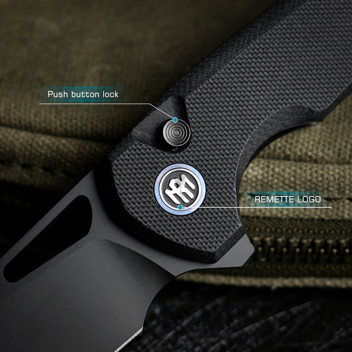 Remette RTCMLA RT-Camel (14C28N, Sheepsfoot, Titanium Plated, G10, Button Liner Lock) Folding Pocket Knife