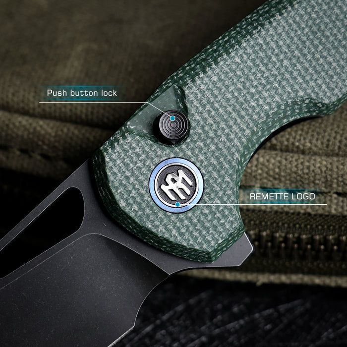 Remette RTCMLE RT-Camel (14C28N, Sheepsfoot, Titanium Plated Stonewashed, Micarta, Button Liner Lock) Folding Pocket Knife