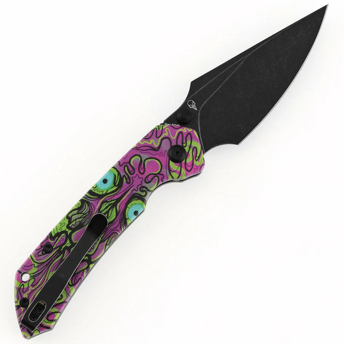 Tenable B1034H17 Fenrir (D2, Harpoon, Blackwash, Jade G10 with Purple Undead Print) Folding Knife