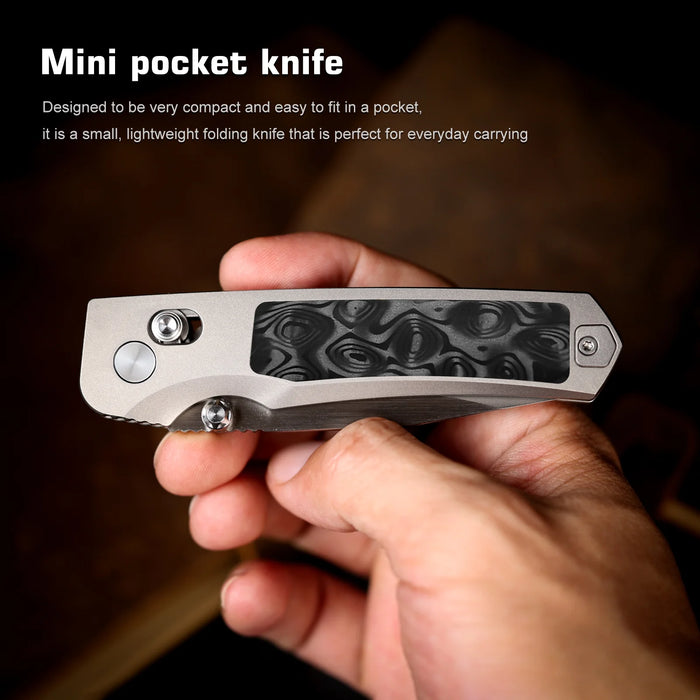 REMETTE AURA-D RT-Aurora (M390, Drop Point, Pearlescent, Titanium/Carbon Fiber) Pocket Knife