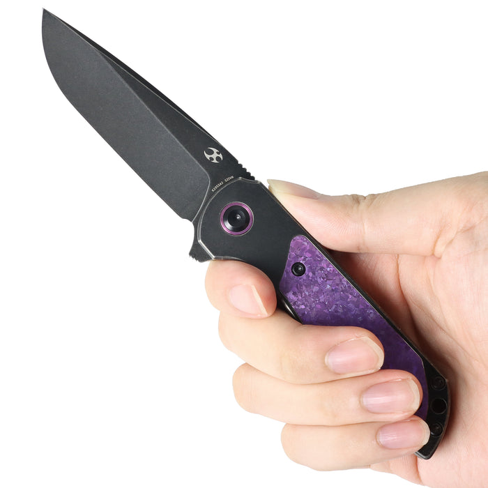 Kansept K2055A3 Ptarmigan (CPM S35VN, Drop Point, Blackwash, Blackwash Titanium, Purple Crystallized Titanium) Pocket Knife