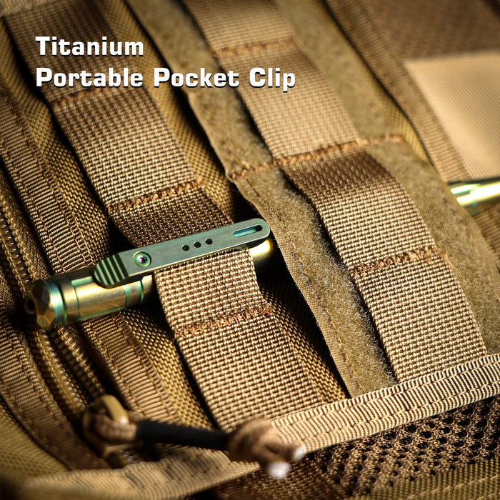 REMETTE RT-TP1C Tactical Slide Click Pen (Gold/Green Titanium, Glassbreaker) Tactical Pen
