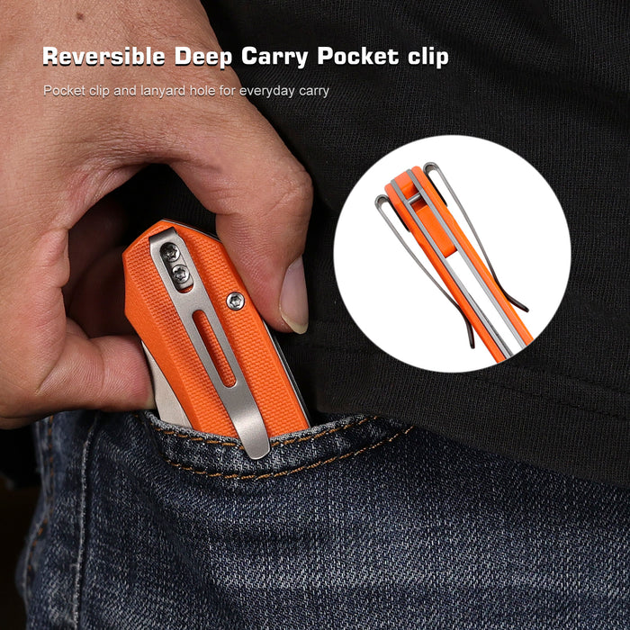 REMETTE RNGD3 RT-Rhino (D2, Bead Blast, Drop Point, G10, Orange) Folding Knife