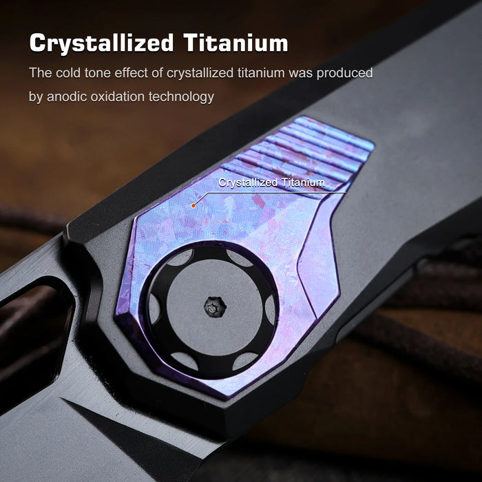 REMETTE RTT1-VNB RT-Peregrine Falcon (Vanax Steel, Reverse Tanto, Hand Grinding Pearlescent Finish Effect+DLC Surface Treatment, Titanium+Crystallized Titanium) Folding Knife