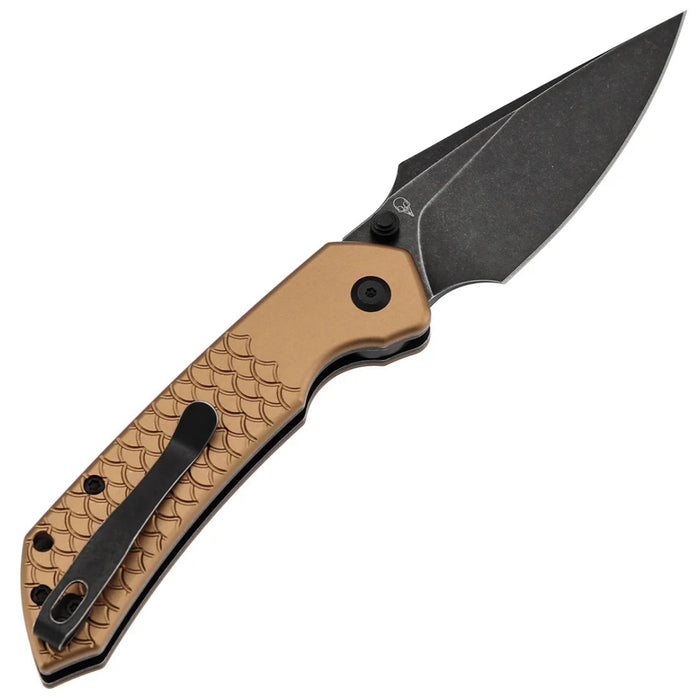 Tenable B1034H11 Fenrir (Nitro-V, Harpoon, Blackwashed, Bronze Aluminum with Fishscale Texture) Pokect Knife