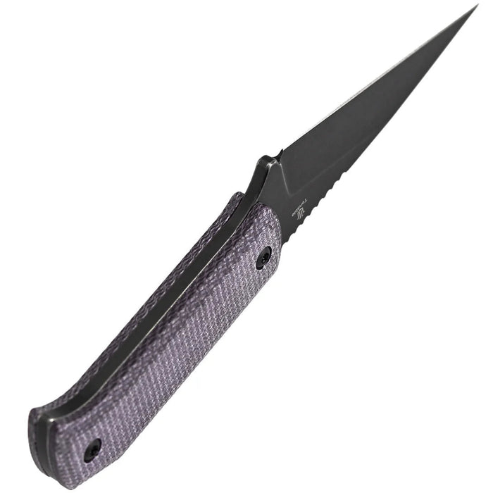 Tenable G020A1 ToothPik (14C28N, Modified Kiridashi, Blackwash, Purple Micarta) Fixed Blade Knife