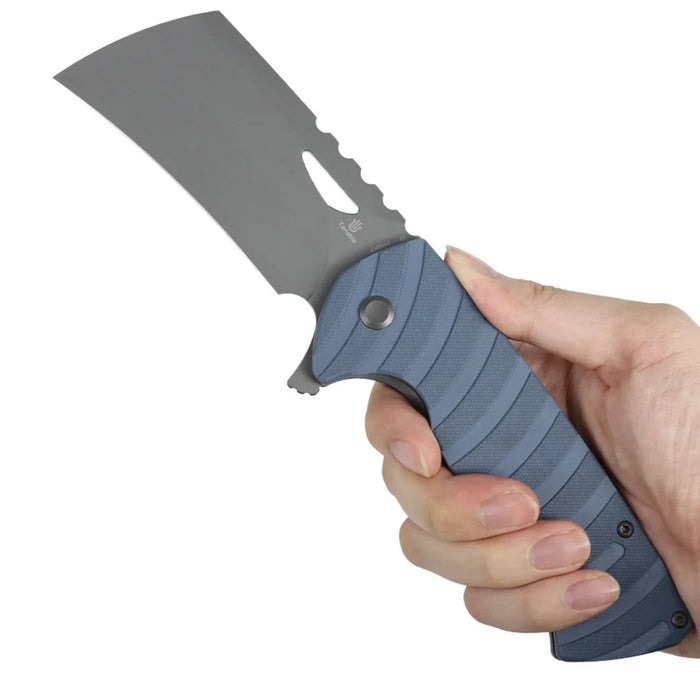 Tenable B1083A1 Leviathan (D2, Hawkbill Cleaver, Gray TiCn Coated, Slate Blue G10) Folding Knife