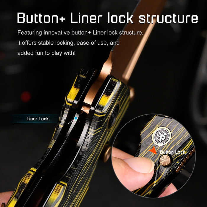 REMETTE RNGC9 RT-Rhino (14C28N, Copper TiNi, Drop Point, G10, Yellow/Black) Folding Knife