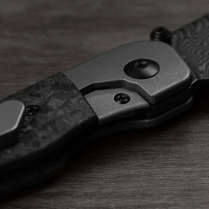 Kizer Ki3685A1 Coywolf (Damascus, Acid-Washed, Drop Point, Titanium/Carbon Fiber) Pocket Knife