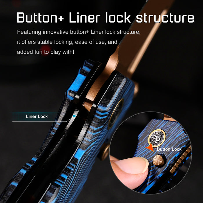 REMETTE RNGC7 RT-Rhino (14C28N, Copper TiNi, Drop Point, G10, Blue/Black) Folding Knife