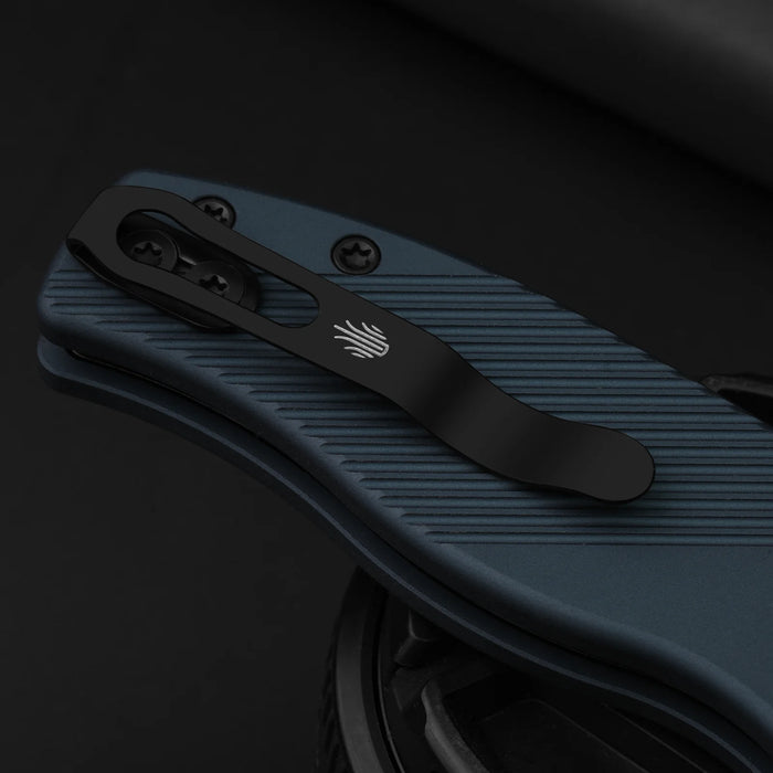 Kizer V3801A2 Glaux (14C28N, Drop Point, Gray PVD, Stonewashed, Vortex Pattern Micarta, Button Liner Lock) Pocket Knife