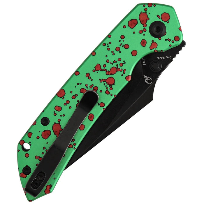 Tenable B1034H22 Fenrir (Nitro-V, Blackwash, Harpoon, Green Aluminum with Zombie Blood) Pocket Knife