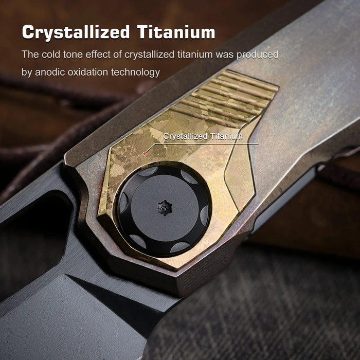 REMETTE RTT1-VNA RT-Peregrine Falcon (Vanax Steel, Reverse Tanto, Hand Grinding Pearlescent Finish Effect+DLC Surface Treatment, Titanium+Crystallized Titanium) Folding Knife