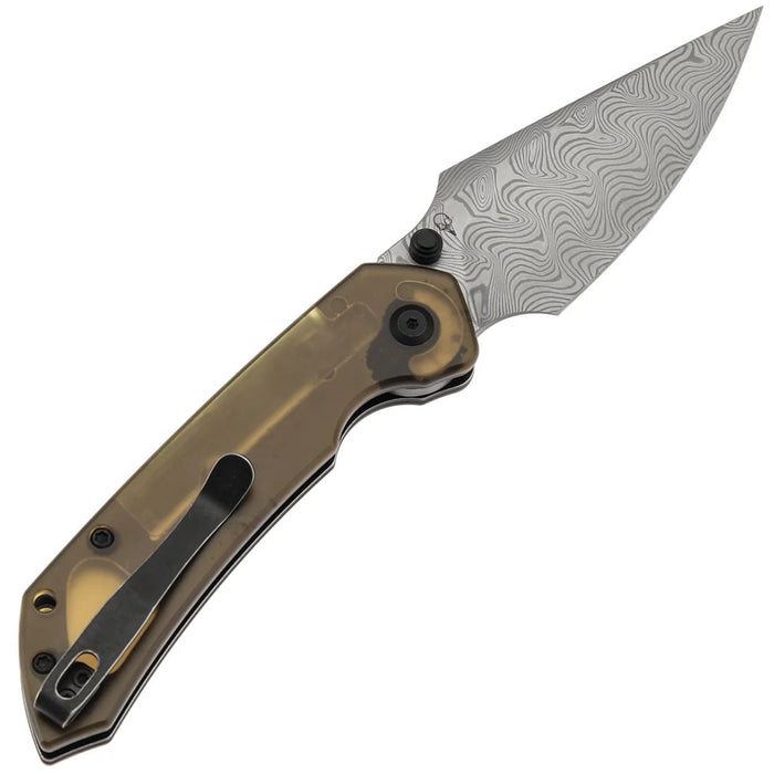 Tenable B1034H6 Fenrir (Damascus, Harpoon, Blackwash, Amber PEI) Folding Knife