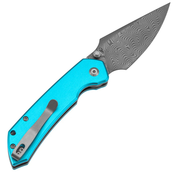 Tenable B1034H8 Fenrir (Damascus, Harpoon, Blackwash, Blue Anodized Aluminum) Folding Knife