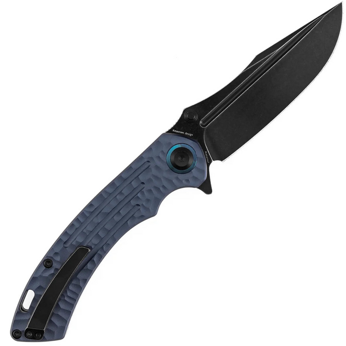 Kansept K1032A6 Pretatout (CPM S35VN, Drop Point, Blackwash, Purple Aluminum with Rock Texture) Folding Knife