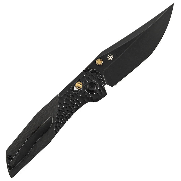 Kansept T1081V4 Deadite (154CM, Clip Point, Blackwash, Blackwash Aluminum/Twill Carbon Fiber) Pocket Knife