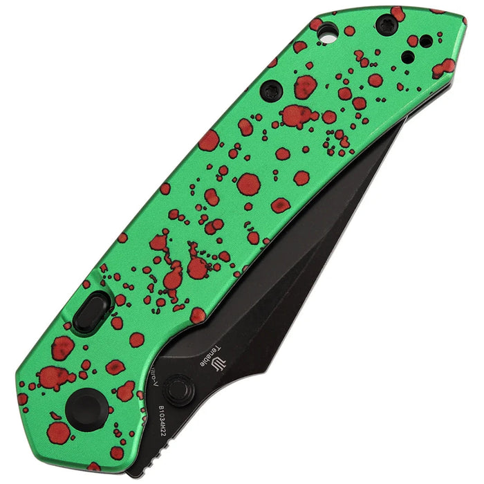 Tenable B1034H22 Fenrir (Nitro-V, Blackwash, Harpoon, Green Aluminum with Zombie Blood) Pocket Knife