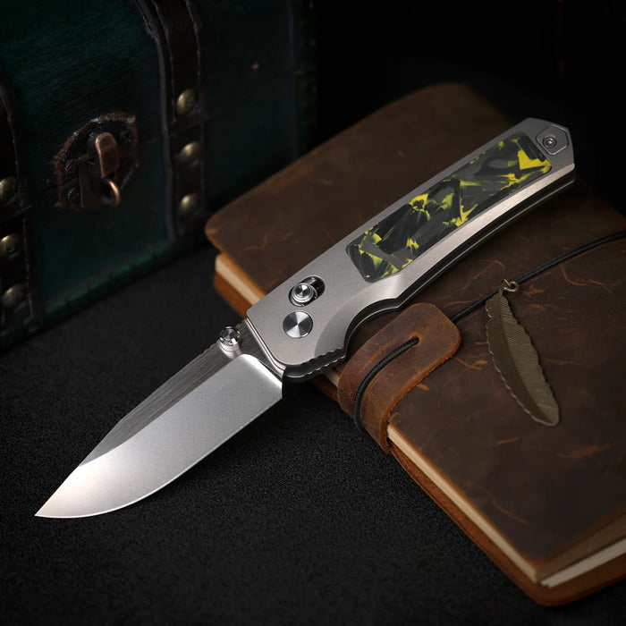 REMETTE AURA-Y RT-Aurora (M390, Drop Point, Pearlescent, Titanium/Carbon Fiber) Pocket Knife