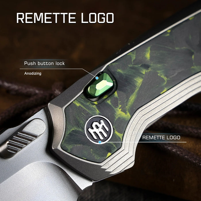 REMETTE ONEA4 RT-ONE (M390, Drop Point, Manual Fine Grinding Pearlescent Surface Effect, Titanium + Carbon Fiber) Folding Knife