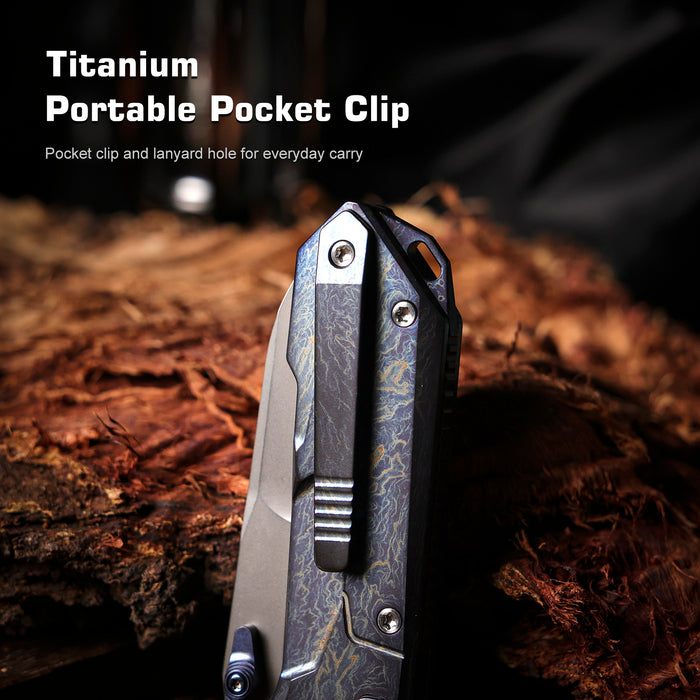 Remette RTCO-TC Cosmic (M390, Drop Point, Bead Blasted, Titanium, Button Liner Lock) Pocket Knife