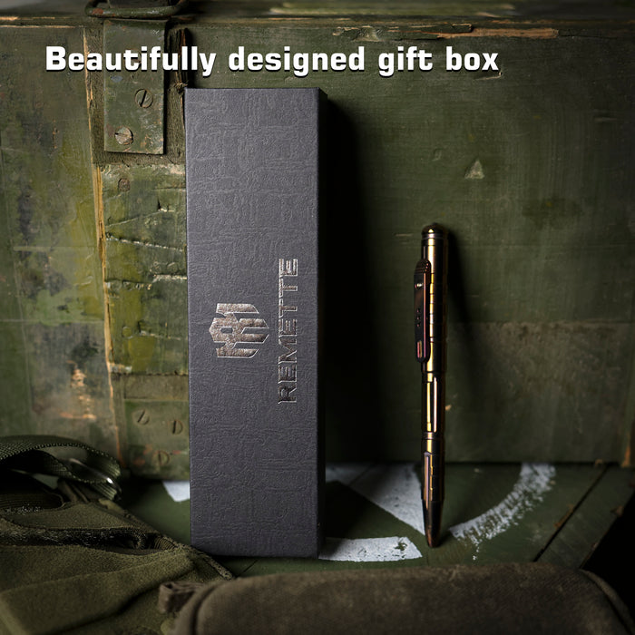 REMETTE RT-TP1G Tactical Slide Click Pen (Bronze Titanium, Glassbreaker) Tactical Pen