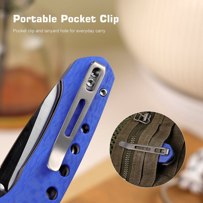 REMETTE RT-BEE-B (14C28N, Sheepsfoot, Satin, G10, Blue) Pocket Knife