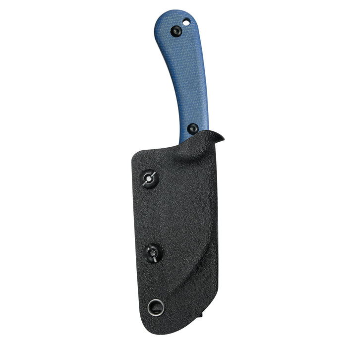 Kubey KU412D RockHopper (14C28N, Wharncliffe, Blackwash, Blue Micarta) Fixed Blade Knife