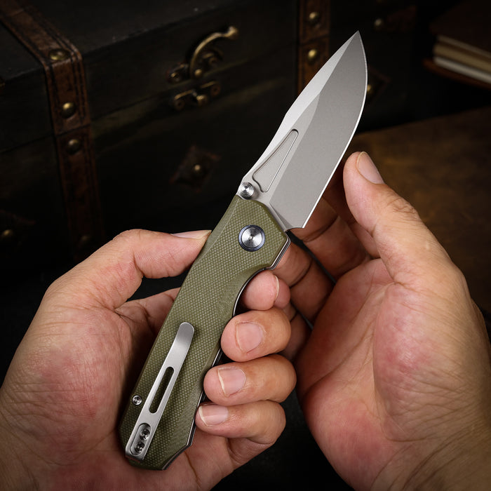 Remette MC25A RT-Rhino (14C28N, Drop Point, Stonewashed, Micarta) Pocket Knife