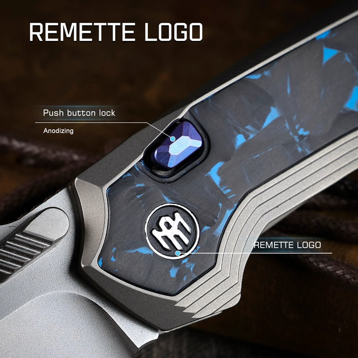 REMETTE ONEA2 RT-ONE (M390, Drop Point, Manual Fine Grinding Pearlescent Surface Effect, Titanium + Carbon Fiber) Folding Knife