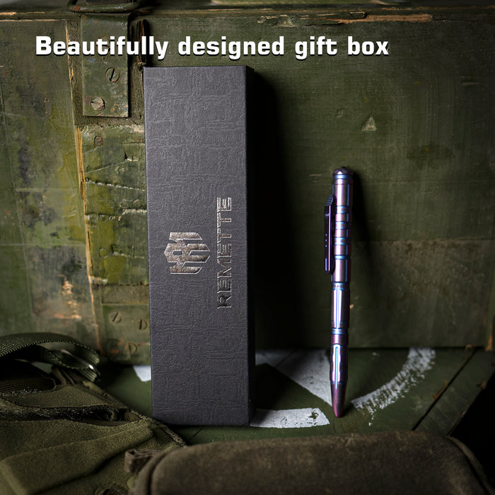 REMETTE RT-TP1D Tactical Slide Click Pen (Blurple Titanium, Glassbreaker) Tactical Pen