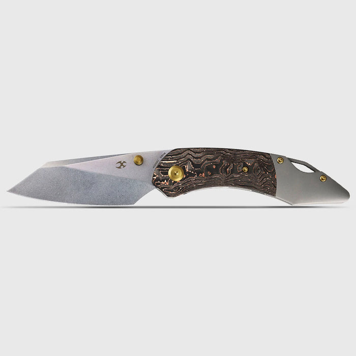 Kansept K1151A2 K9 (CPM S35VN, Stonewashed, Modified Wharncliffe, Copper Carbon Fiber & Plain Titanium) Folding Knife