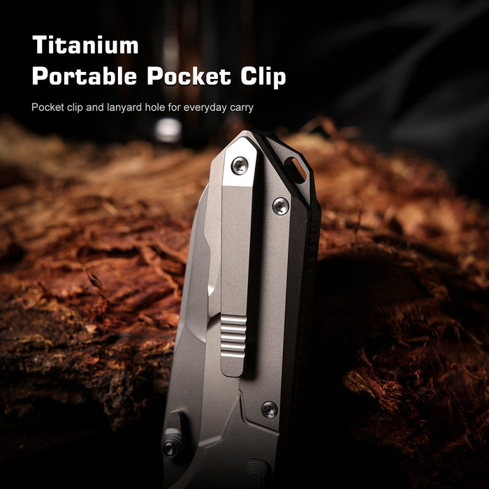 Remette RTCO-TT Cosmic (M390, Drop Point, Bead Blasted, Titanium, Button Liner Lock) Pocket Knife