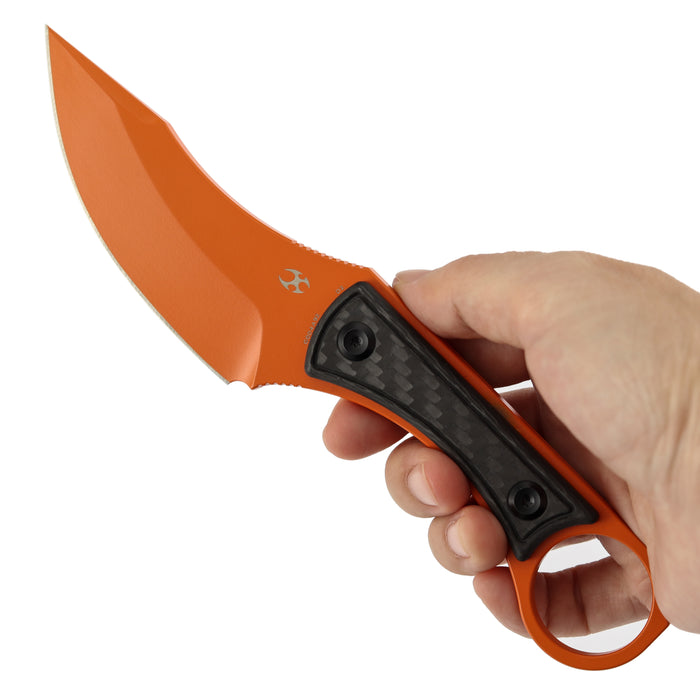 Kansept G004A92 Niko (D2, Clip Point, Orange, Carbon Fiber, Sheath) Fixed Blade Knife