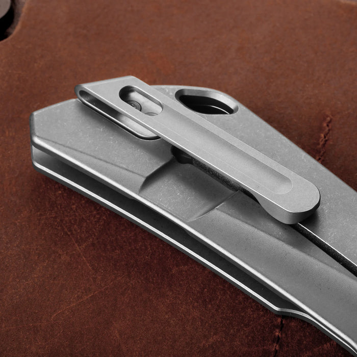 Kizer Ki3701A1 Takahe (S35VN, Sheepsfoot, Stonewashed, Titanium, Frame Lock) Pocket Knife